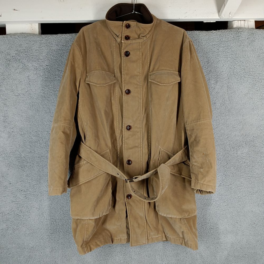 L.B.M. 1911 Mens‎ Large Beige Military Safari Belted Coat Khaki Cotton Jacket